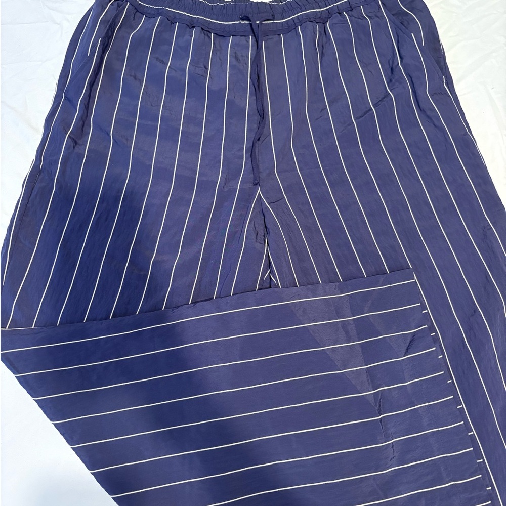 Anthropologie Blue Striped Straight Leg Pants